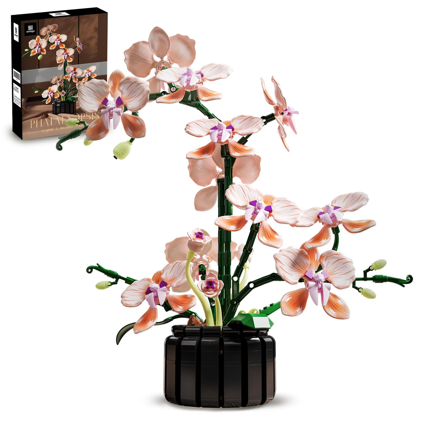 Nayihoop Orchid Building Sets – Realistic Pink Orchid Decor for Home and Desk