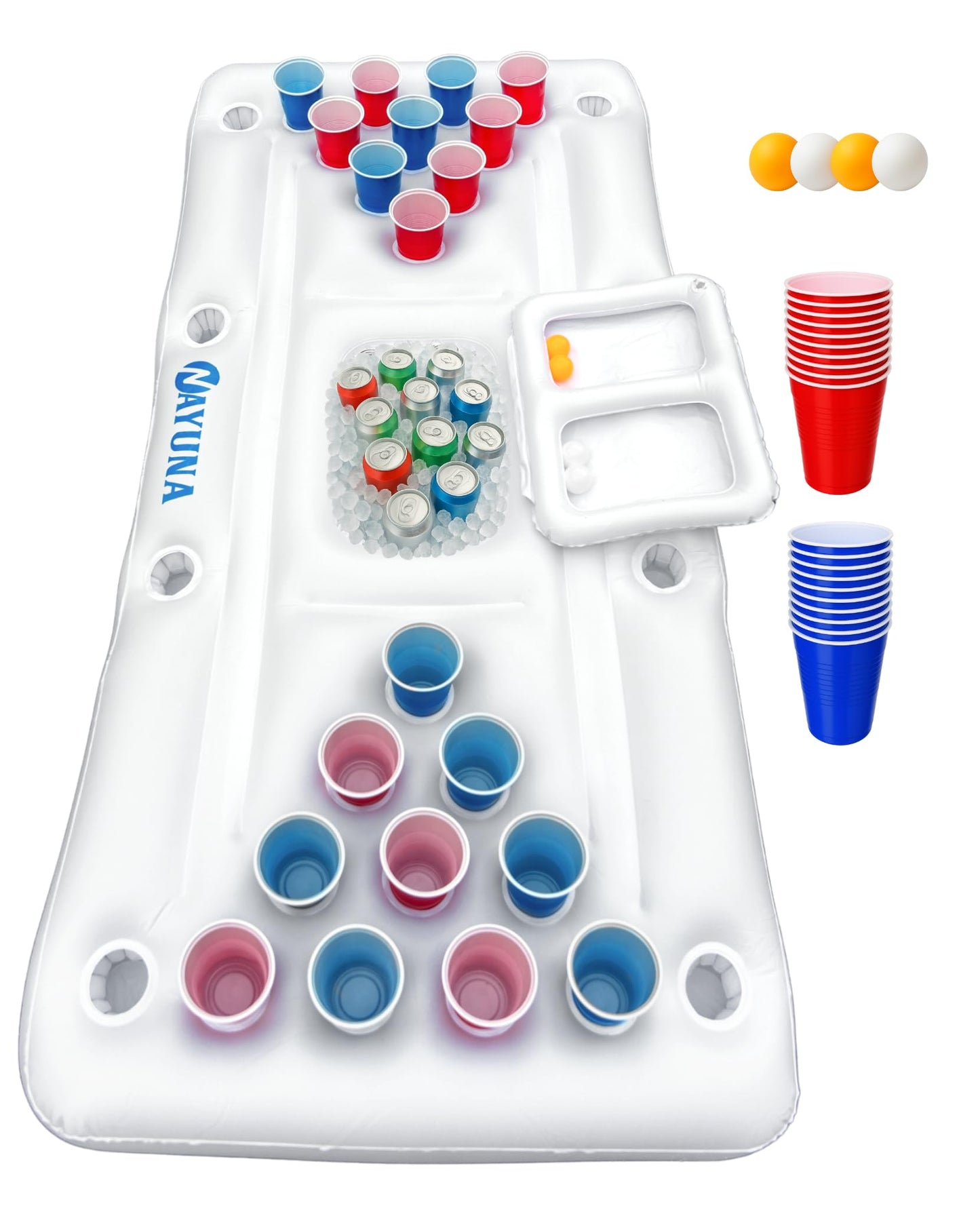 NAYUNA Floaty with Cooler & 20 Cups – Inflatable Pool Table for Adults