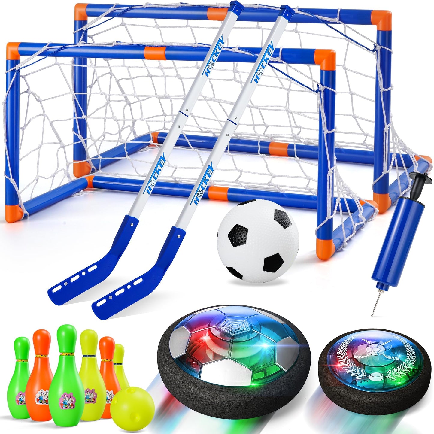 Nazano 4-in-1 Hover Soccer Set – Rechargeable LED Indoor/Outdoor Toy for Kids