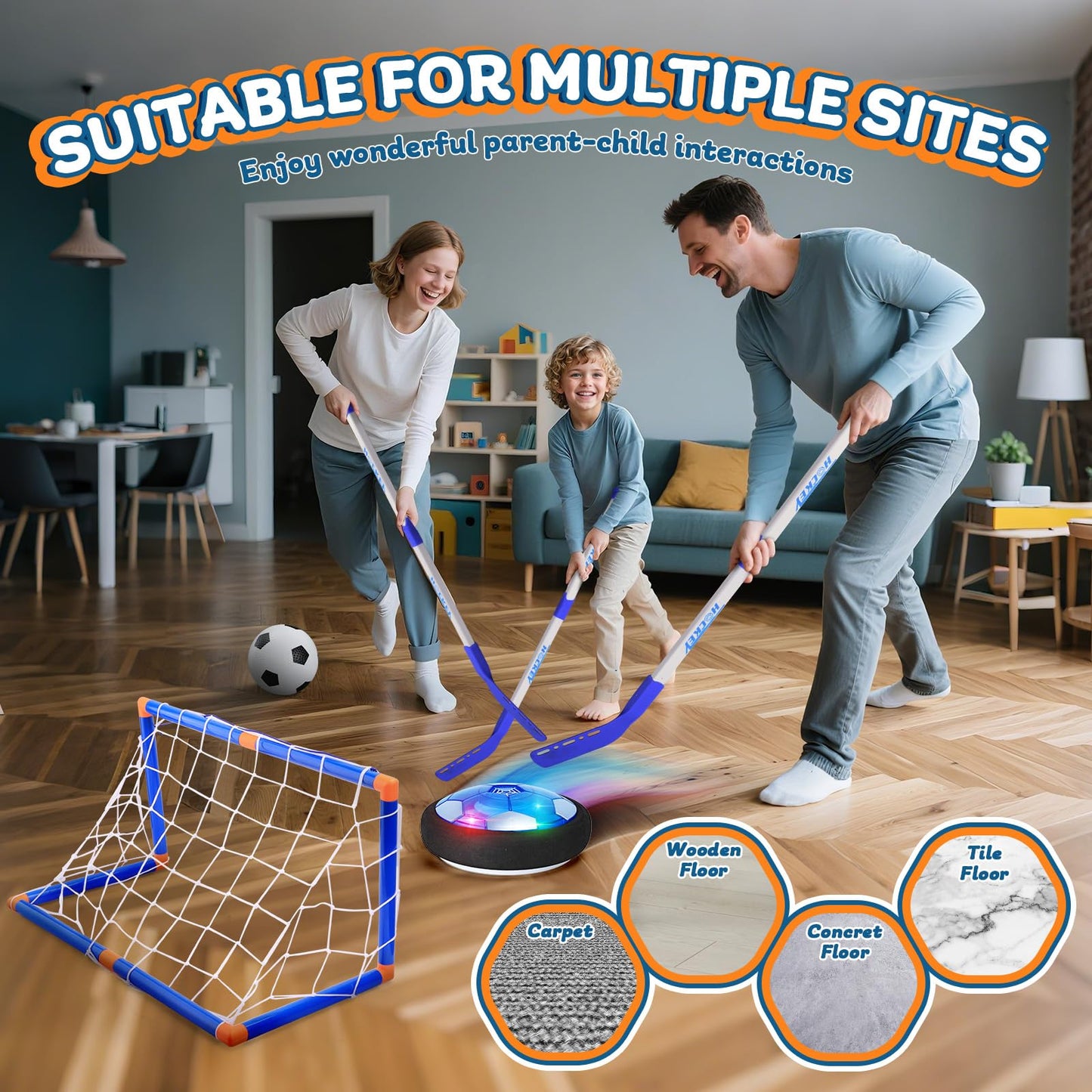 Nazano 3-in-1 Hover Soccer Ball Set with LED Lights | Indoor & Outdoor Kids Sports Toy