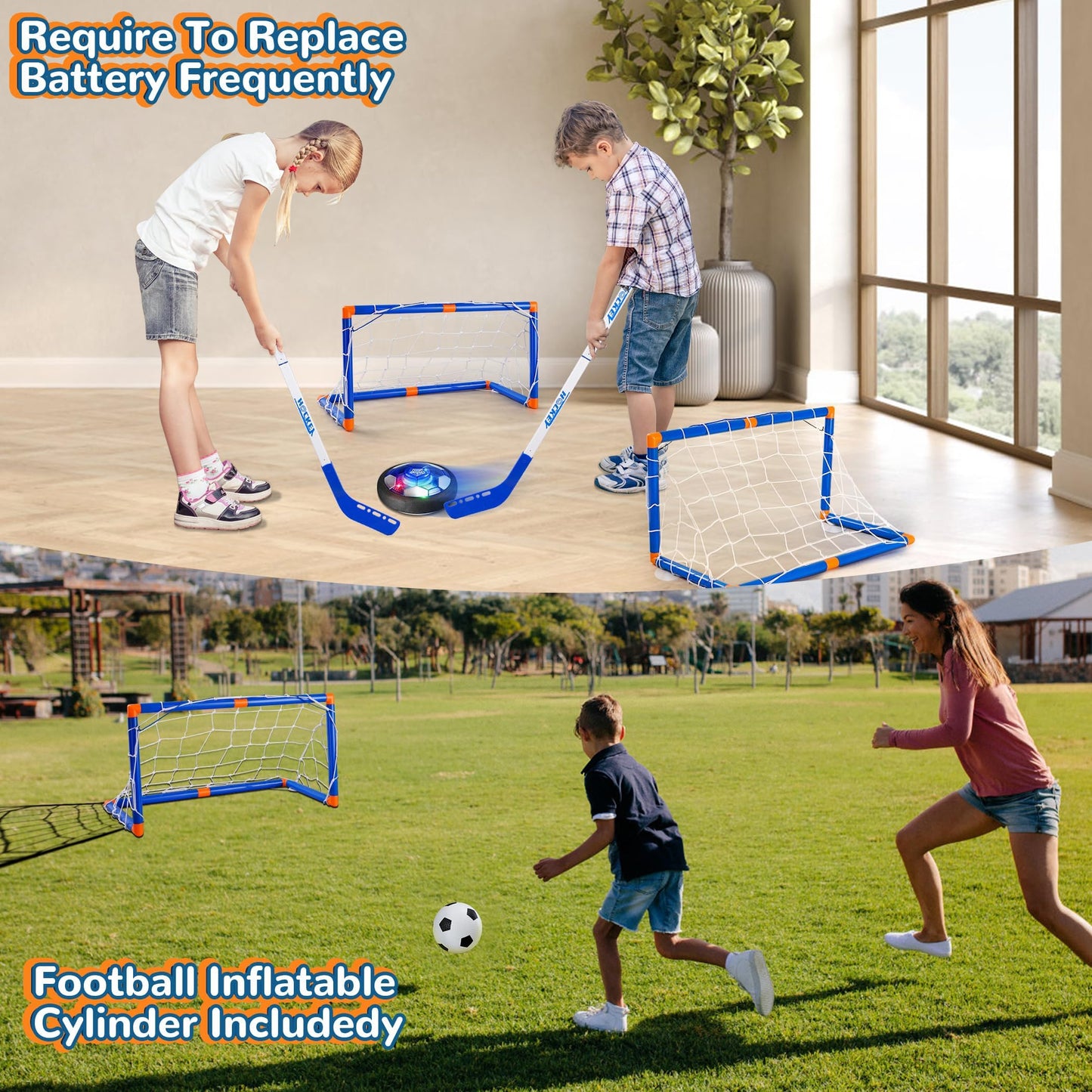 Nazano 4-in-1 Hover Soccer Set – Rechargeable LED Indoor/Outdoor Toy for Kids