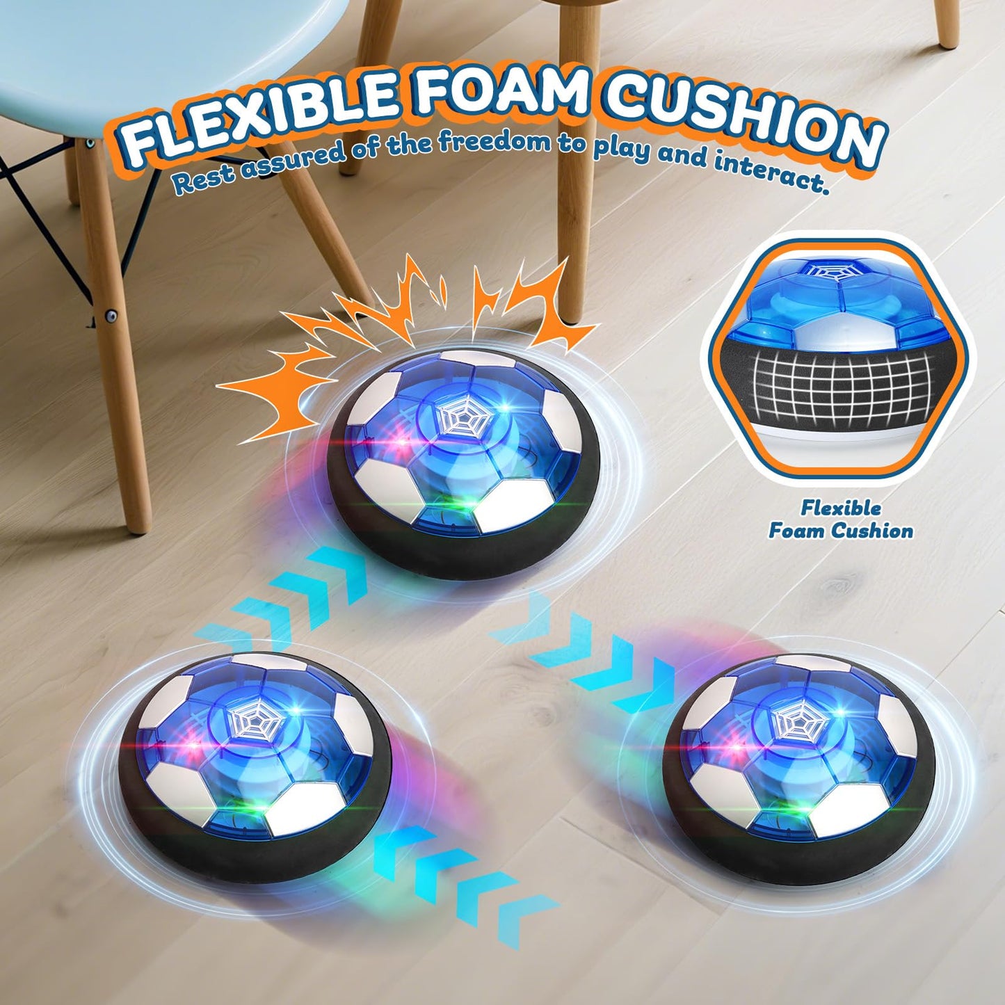 Nazano 3-in-1 Hover Soccer Ball Set with LED Lights | Indoor & Outdoor Kids Sports Toy