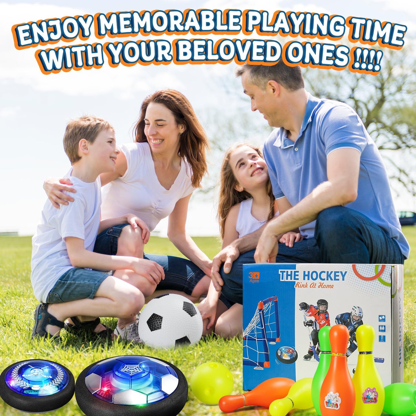 Nazano 4-in-1 Hover Soccer Set – Rechargeable LED Indoor/Outdoor Toy for Kids