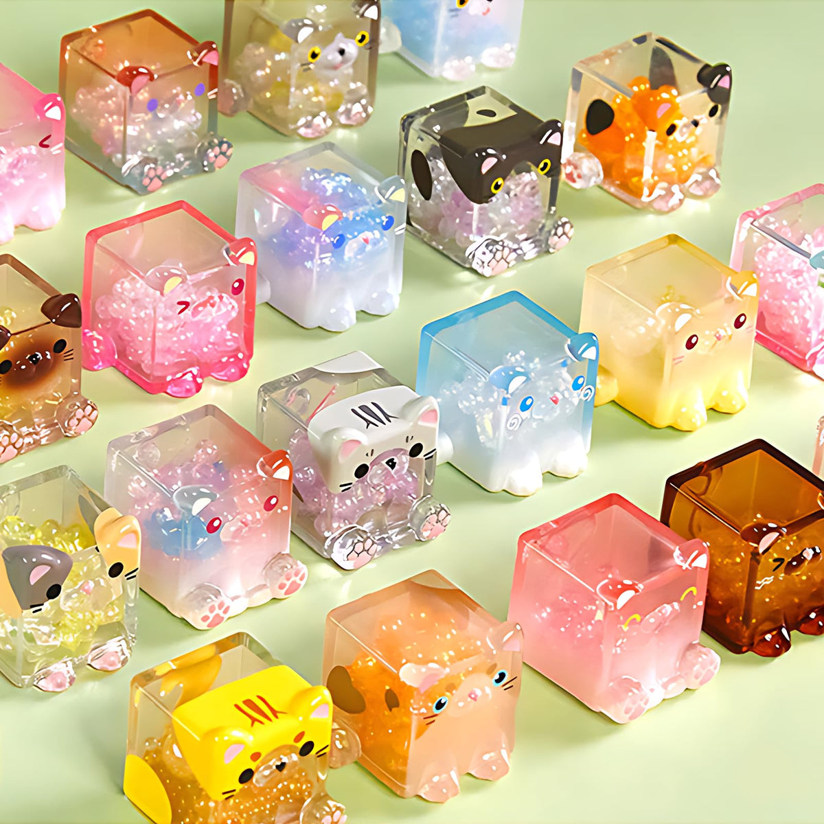 NBBRDDN Square Cat Series Blind Box – 3 Random Mini Cat Figures per Box