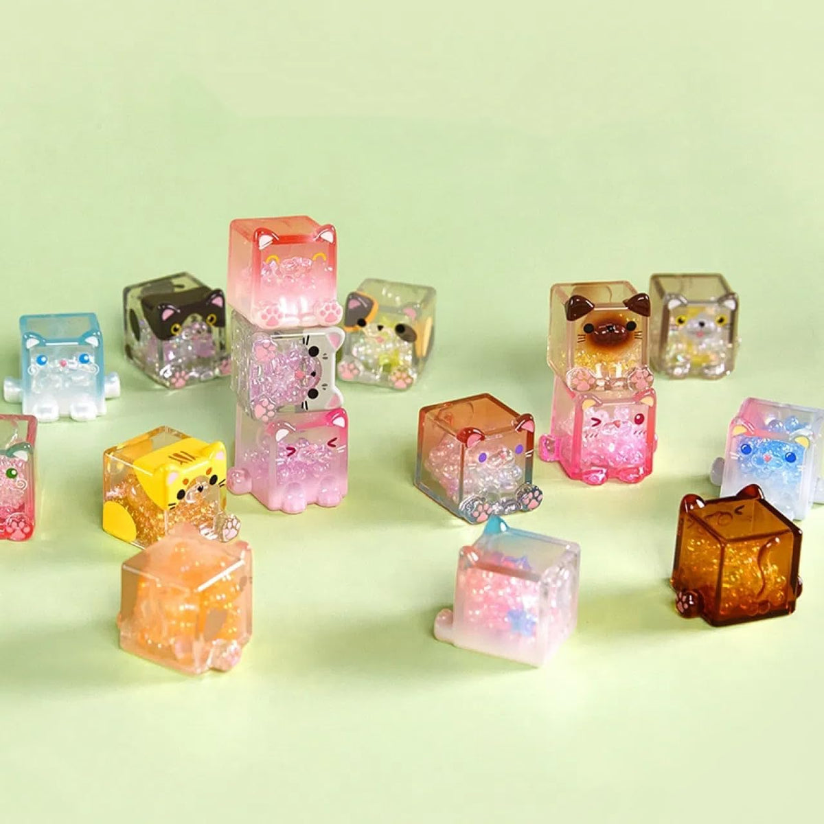 NBBRDDN Square Cat Series Blind Box – 3 Random Mini Cat Figures per Box