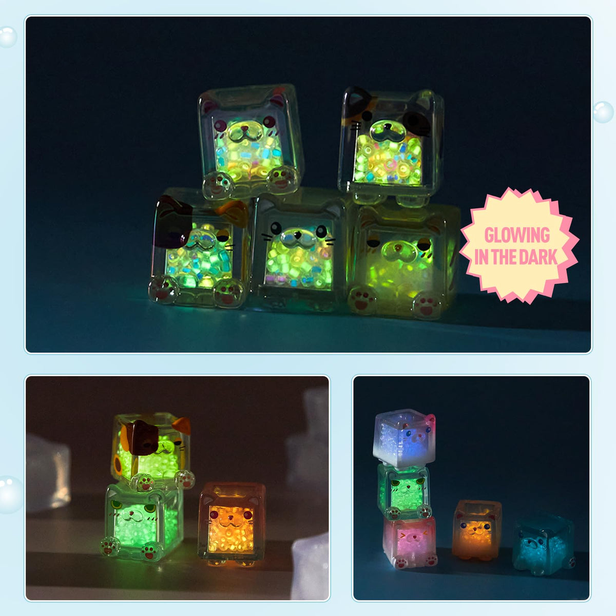 Glow in the Dark Square Cat Blind Box – 5 Figures per Box | NBBRDDN Collectible Toys