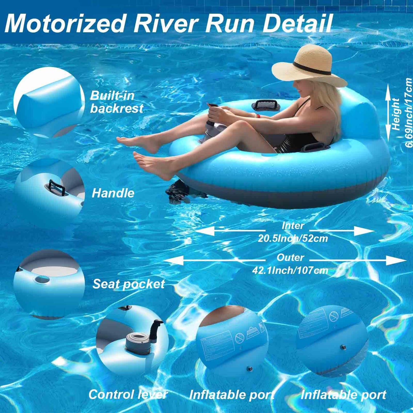 NBJIALIN Inflatable River Tube Float with Backrest – Heavy-Duty Motorized River Run