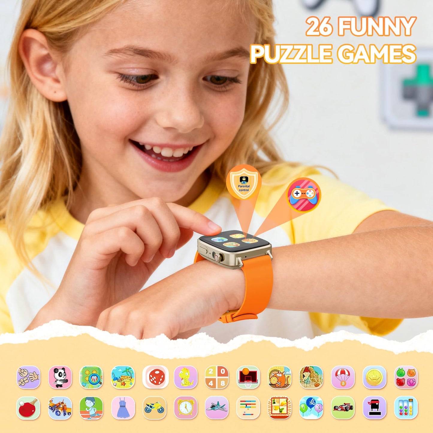 NBKLS Kids Smart Watch for Girls & Boys 4–12 — 26 Games, Camera, Music & Pedometer