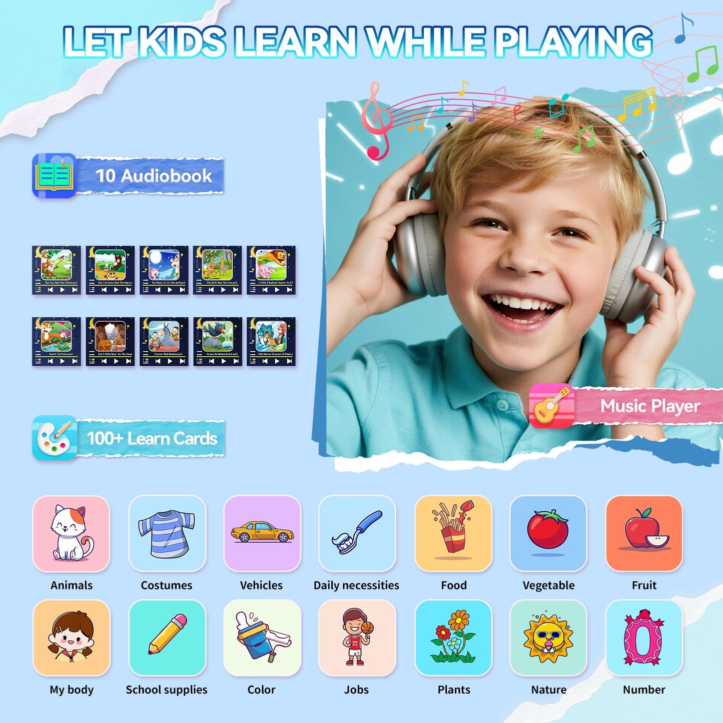 NBKLS Kids Smart Watch for Boys | 1.54 inch Touch Screen, 10 Audiobooks, 26 Puzzle Games