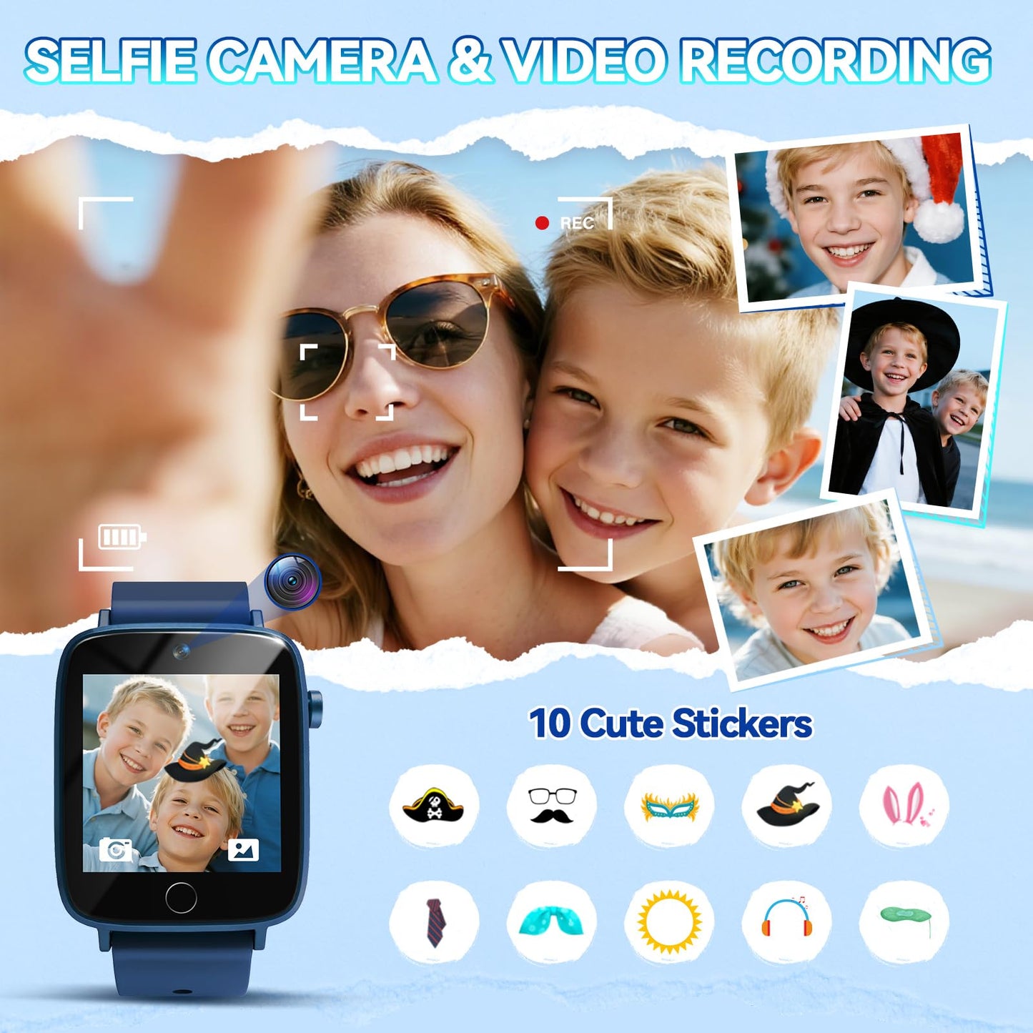 NBKLS Kids Smart Watch for Boys | 1.54 inch Touch Screen, 10 Audiobooks, 26 Puzzle Games