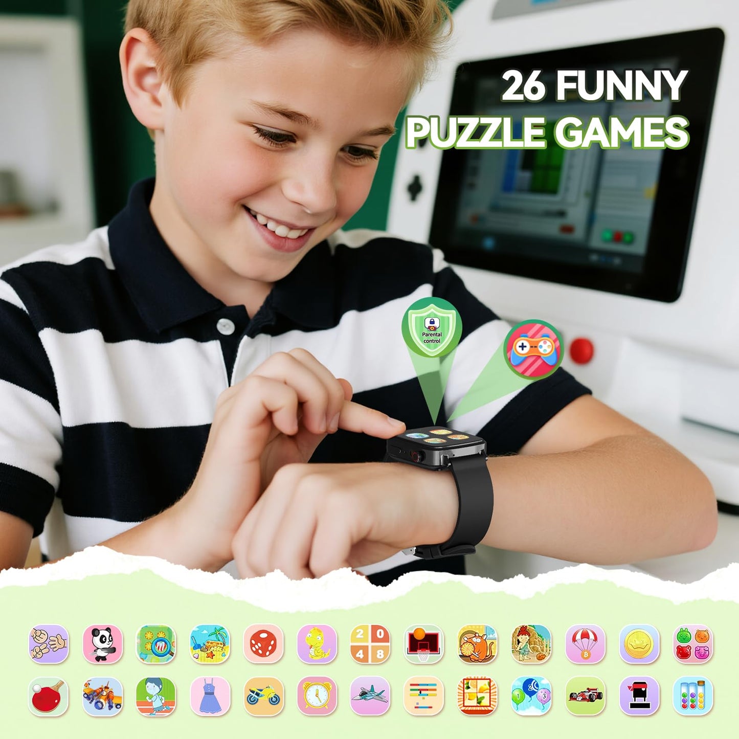 NBKLS Kids Watch for Boys | 4–10 Years, 26 Games, Camera & Learning Cards