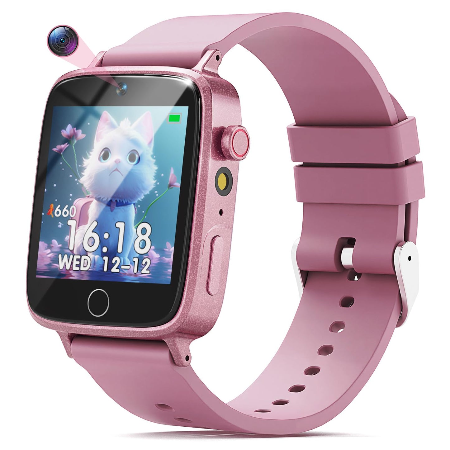 NBKLS Kids Watch for Girls — 26 Puzzle Games, 1.54 inch Color Screen, Learning Cards & Audiobooks
