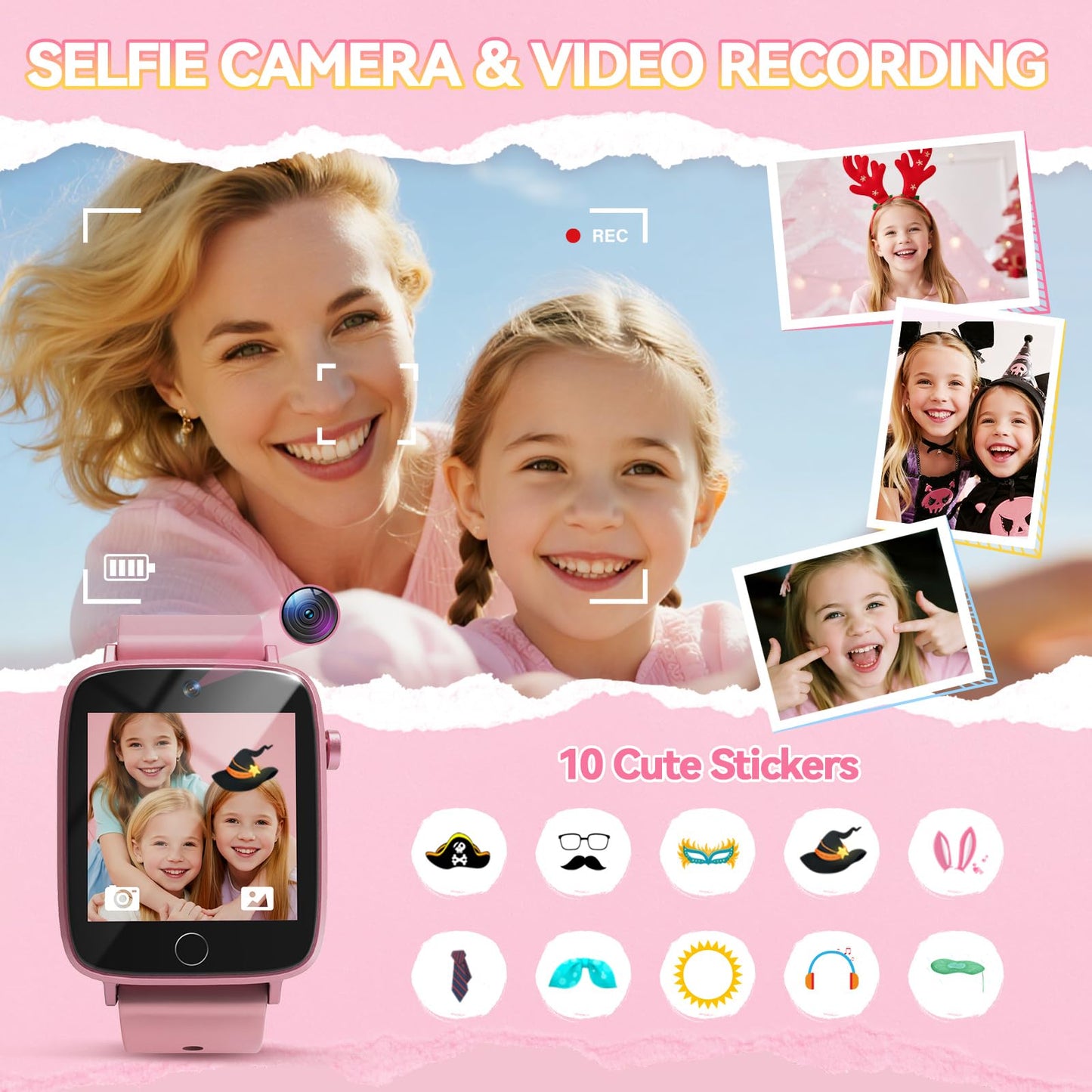 NBKLS Kids Watch for Girls — 26 Puzzle Games, 1.54 inch Color Screen, Learning Cards & Audiobooks