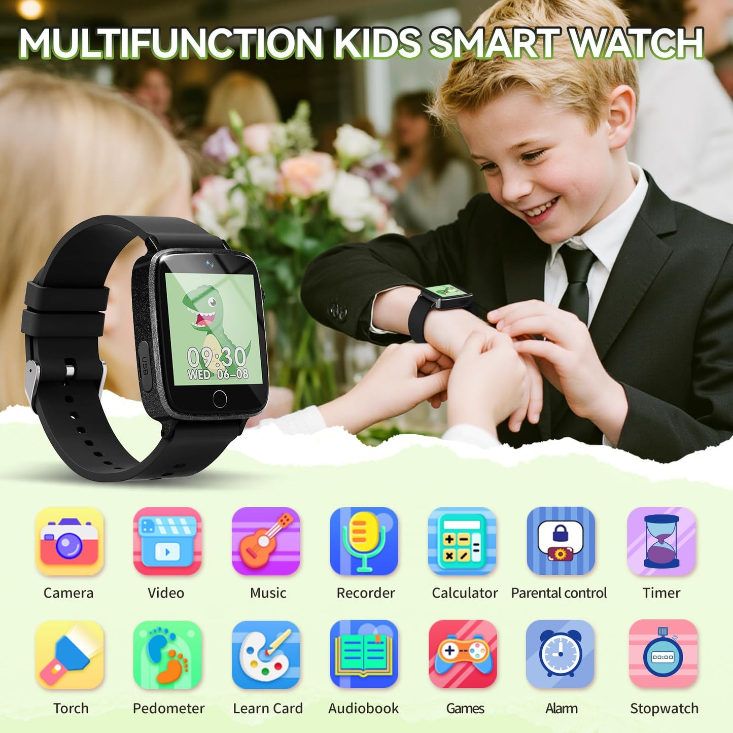 NBKLS Kids Watch for Boys | 4–10 Years, 26 Games, Camera & Learning Cards