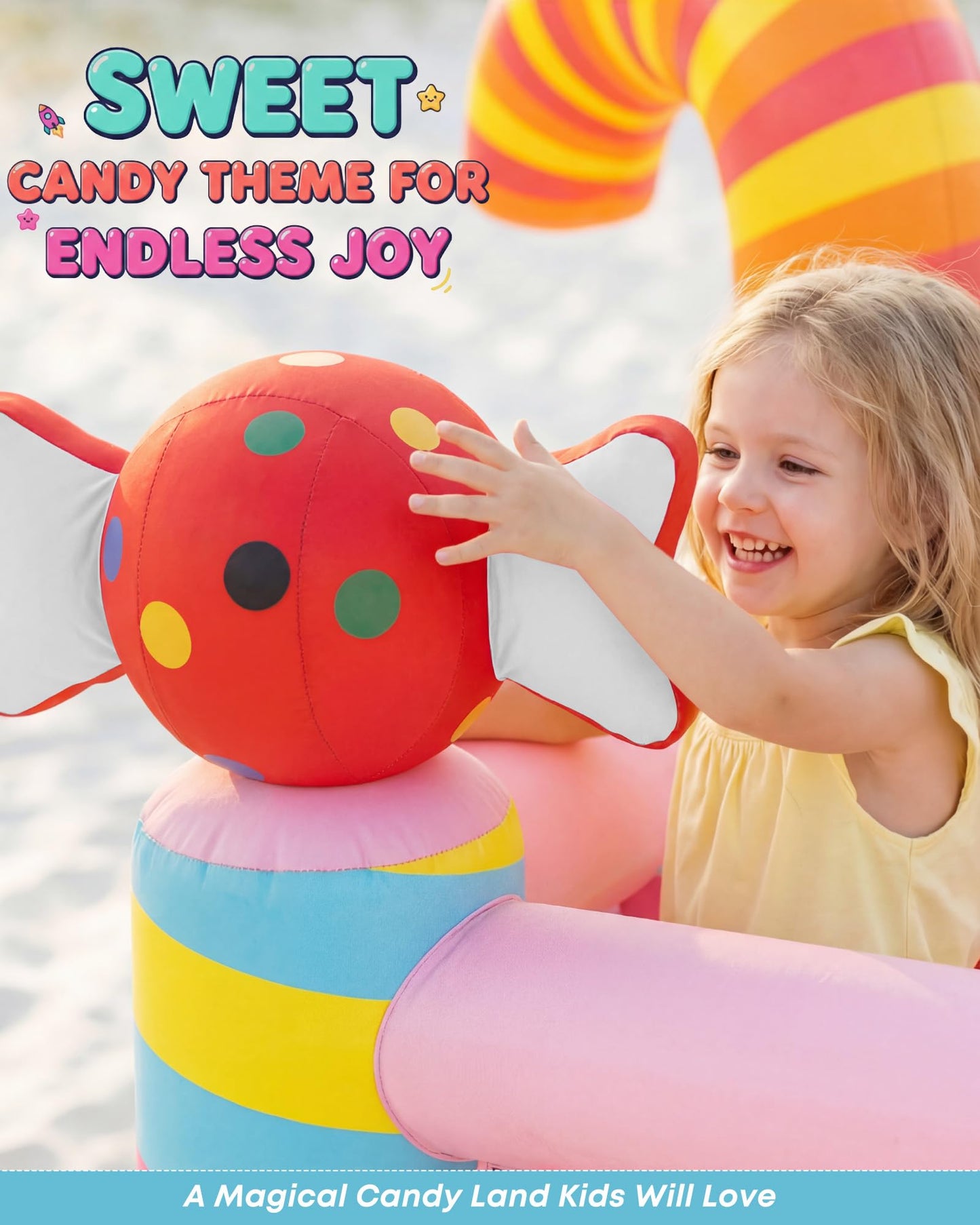 NBSPORT Candy Bounce House for Kids 3-6 — Indoor/Outdoor Inflatable Castle with Slide