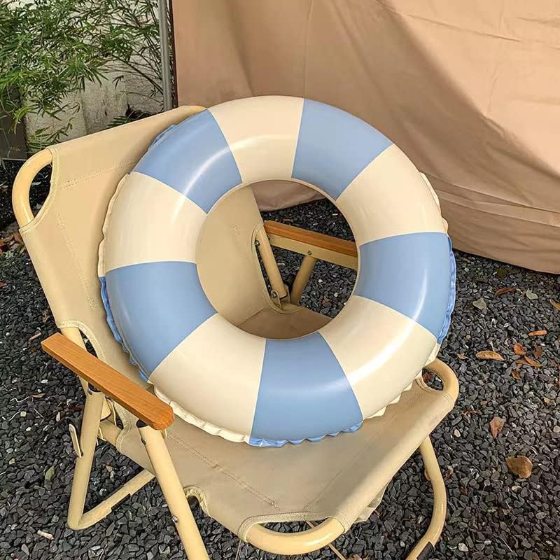 N/C Large Swim Ring with Handles – 35 Inch Blue Striped Pool Float for Kids & Adults