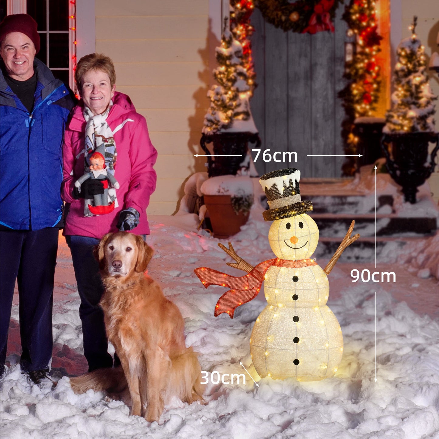 Outsunny Lighted Christmas Snowman Waterproof Outdoor Christmas Decorations