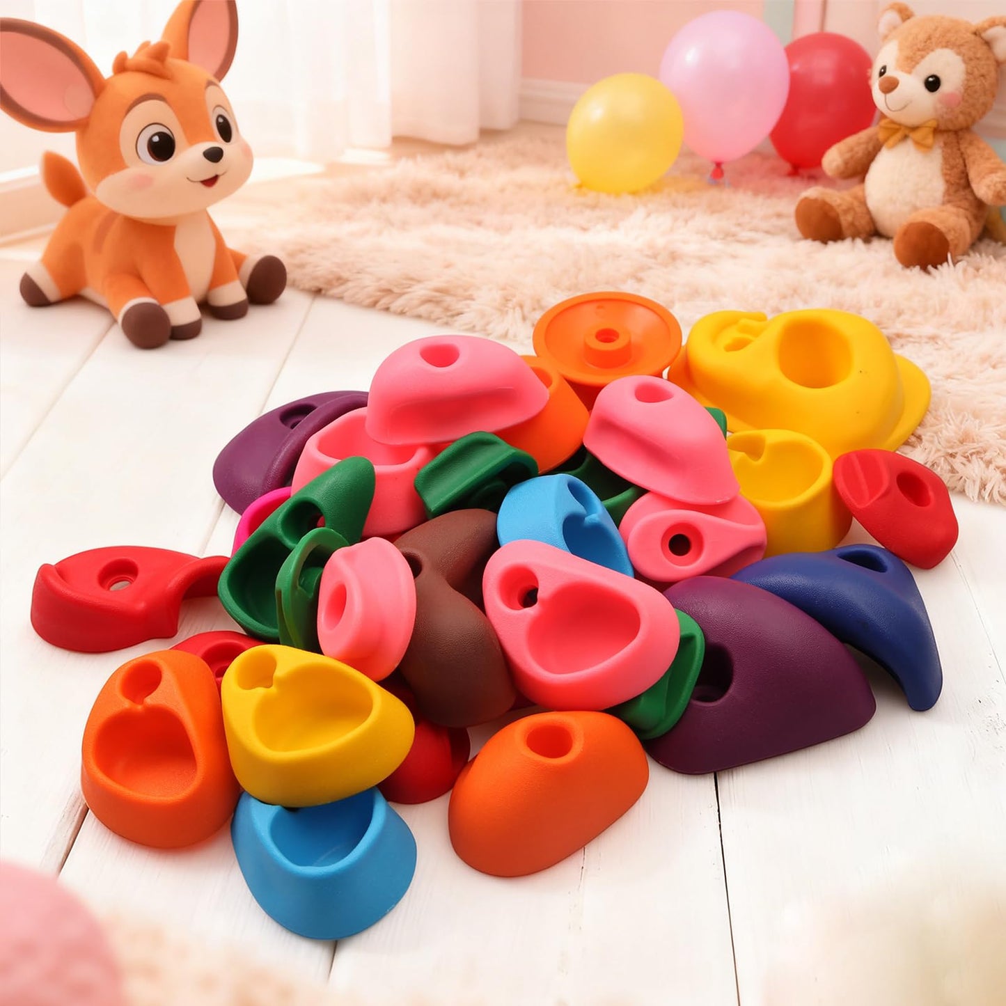 NEATATOU 32-Piece Rock Climbing Holds Kit for Kids — Indoor/Outdoor Wall Mount with Hardware