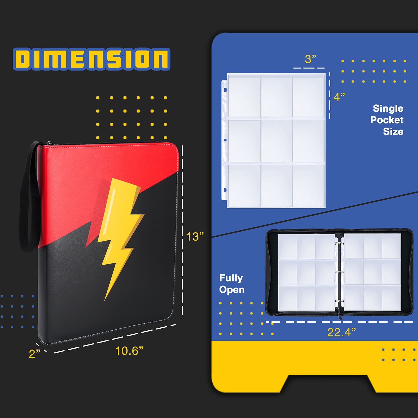NeatoTek 9-Pocket Waterproof Trading Card Binder | 720 Card Capacity, 40 Pages