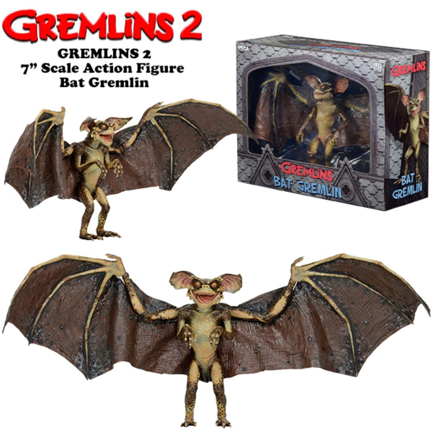 NECA Gremlins 2 Deluxe Bat Gremlin Action Figure – 6" Tall, 18" Wingspan