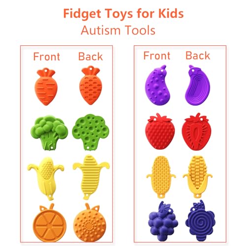 NEDWOLLE 8Pcs Silicone Fruit Worry Stones Fidget Toy – Portable Sensory Tools for Adults & Kids