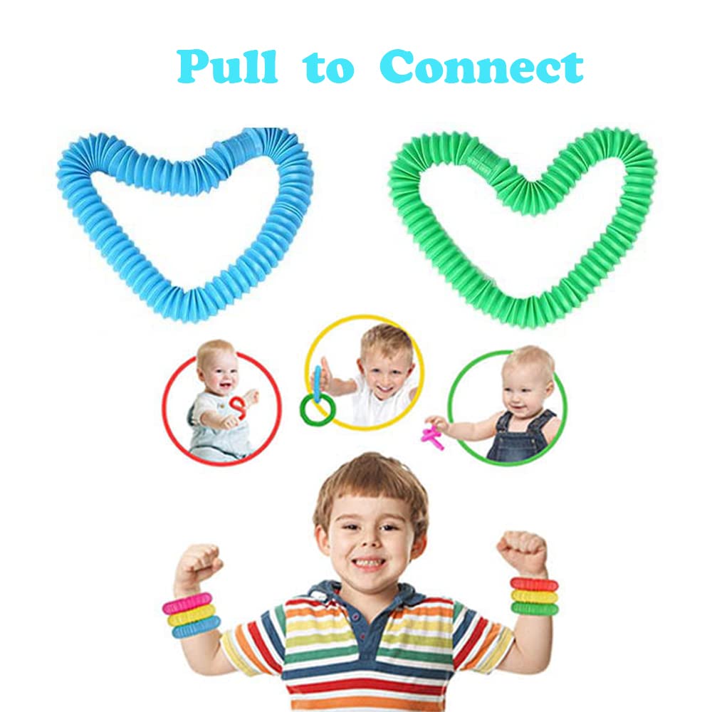 Neec 32-Pack Pop Tubes — Colorful Sensory Fidget Toys for Stress Relief, Focus, and Learning