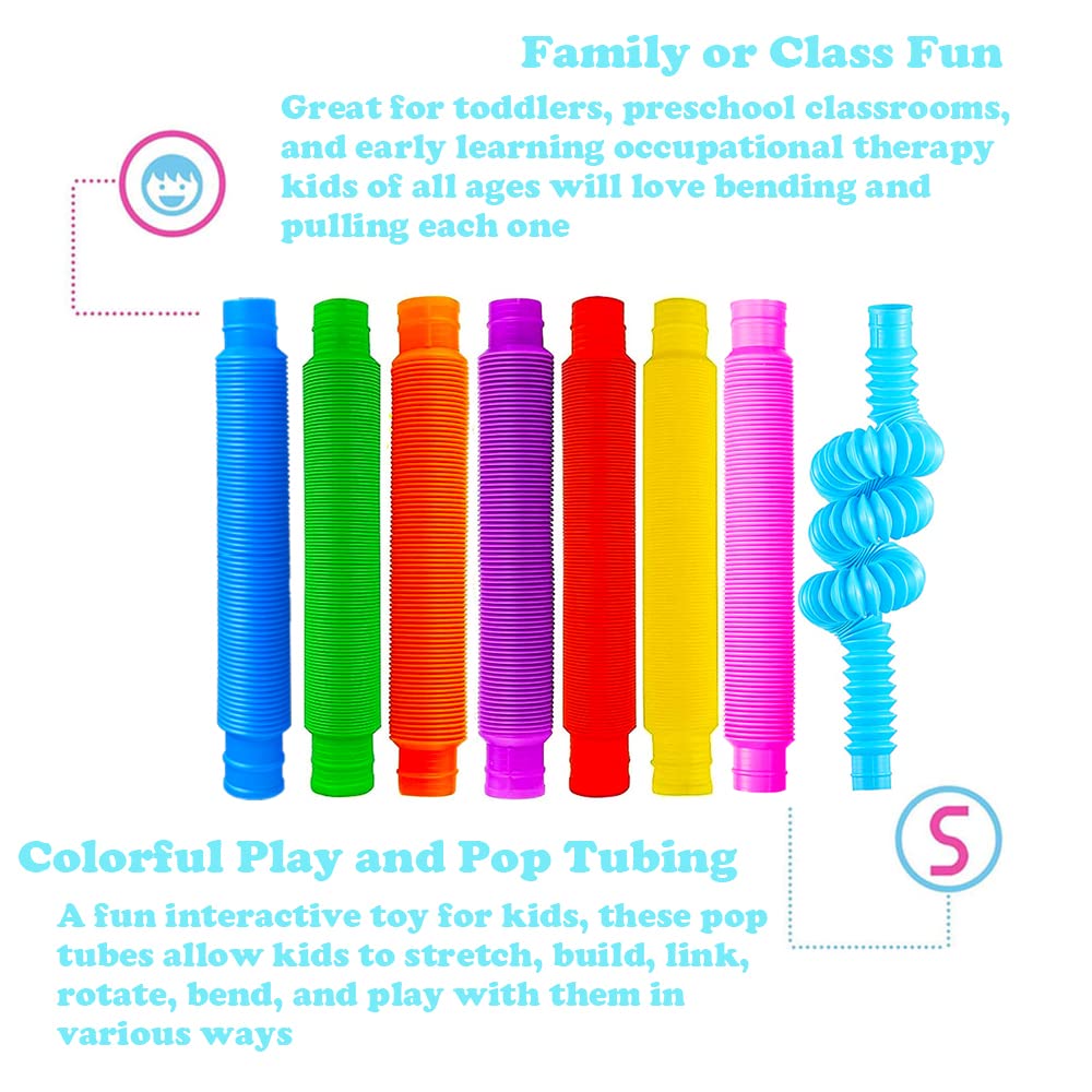 Neec 32-Pack Pop Tubes — Colorful Sensory Fidget Toys for Stress Relief, Focus, and Learning