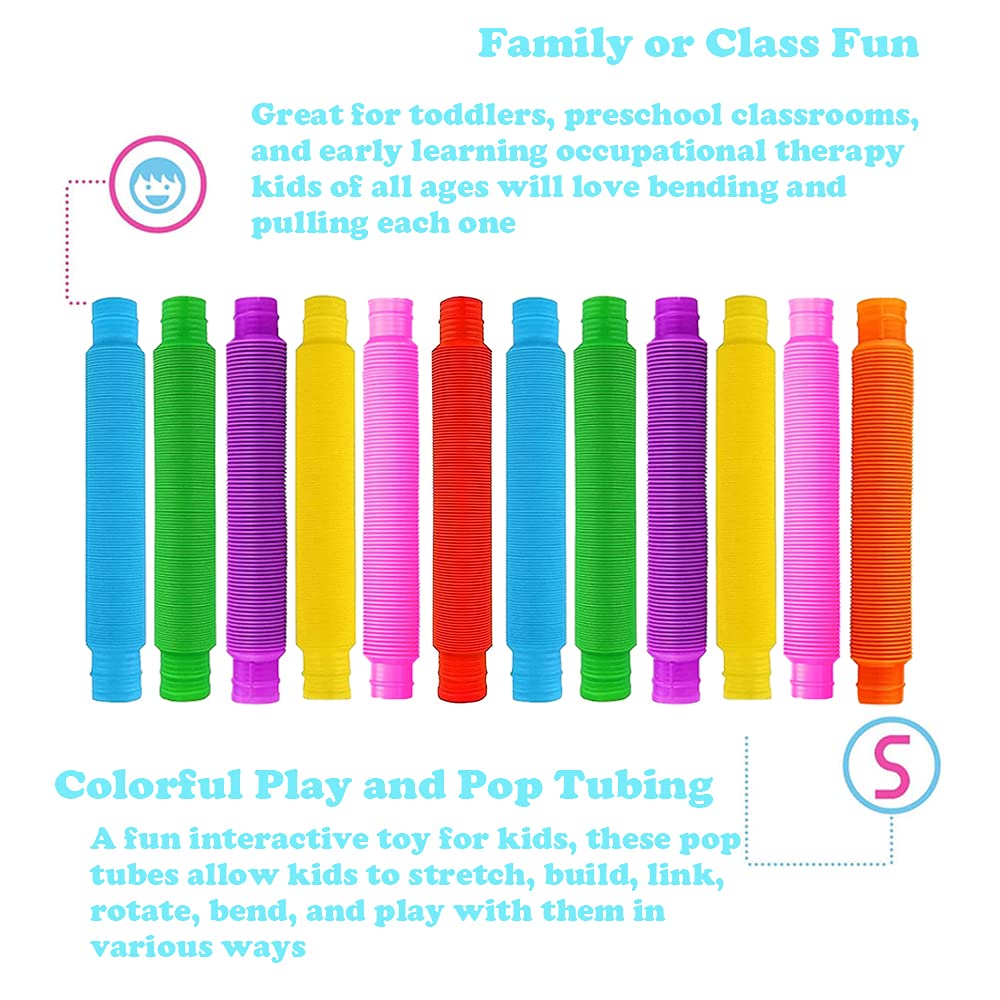 Neec Pop Tubes 14-Pack – Fidget Toys for Kids & Adults | Sensory Play & Stress Relief
