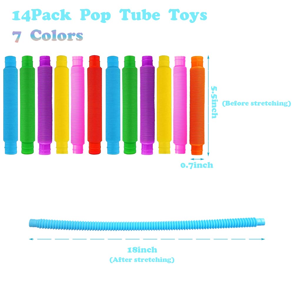 Neec Pop Tubes 14-Pack – Fidget Toys for Kids & Adults | Sensory Play & Stress Relief