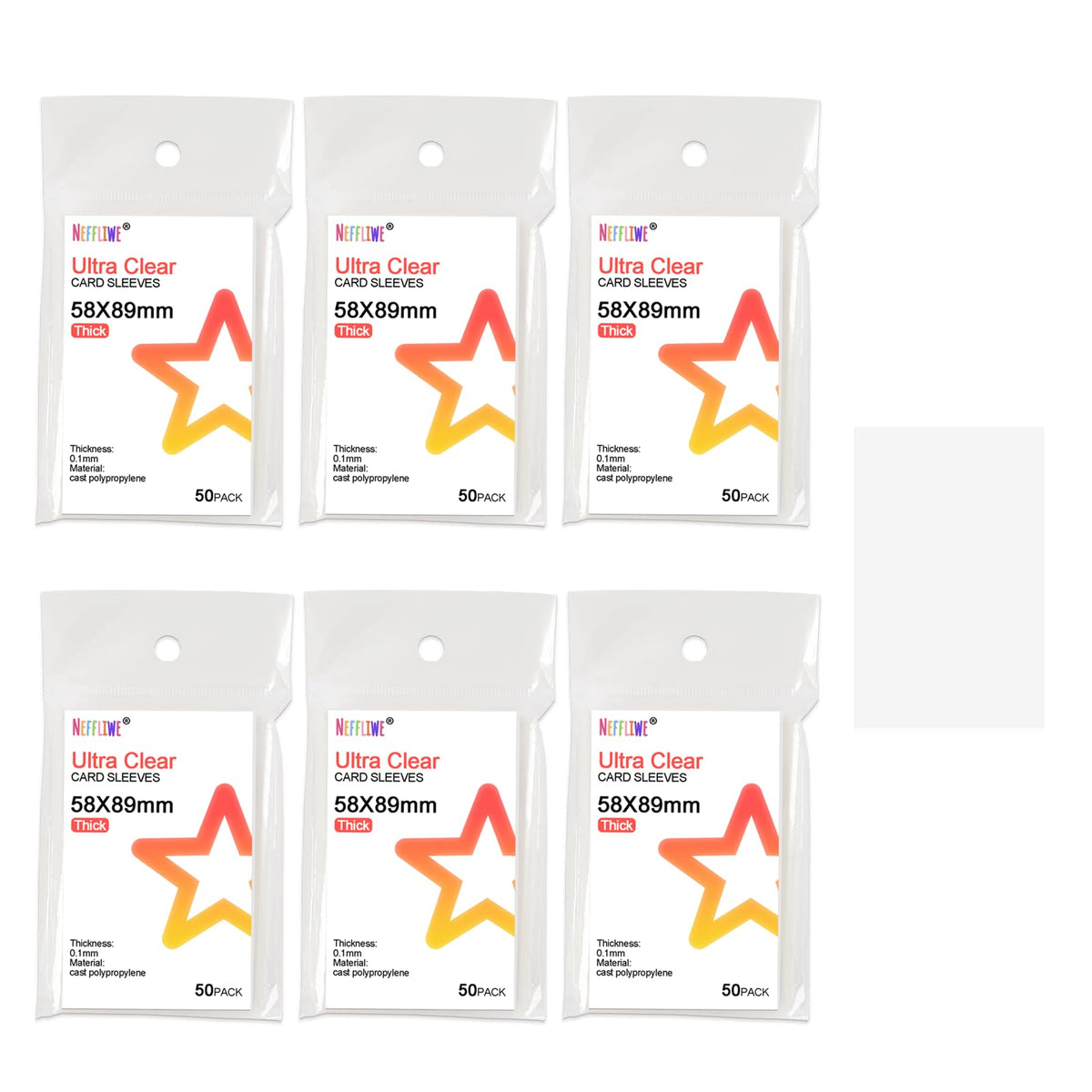 Neffliwe 300 Pcs Kpop Photocard Sleeves – 58x89mm, Acid-Free, Ultra-Clear, 6-Pack