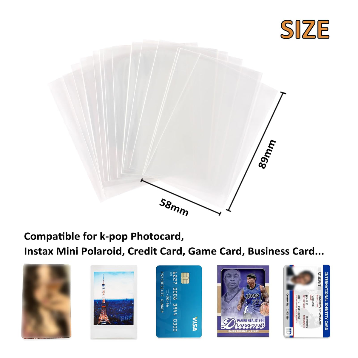 Neffliwe 300 Pcs Kpop Photocard Sleeves – 58x89mm, Acid-Free, Ultra-Clear, 6-Pack