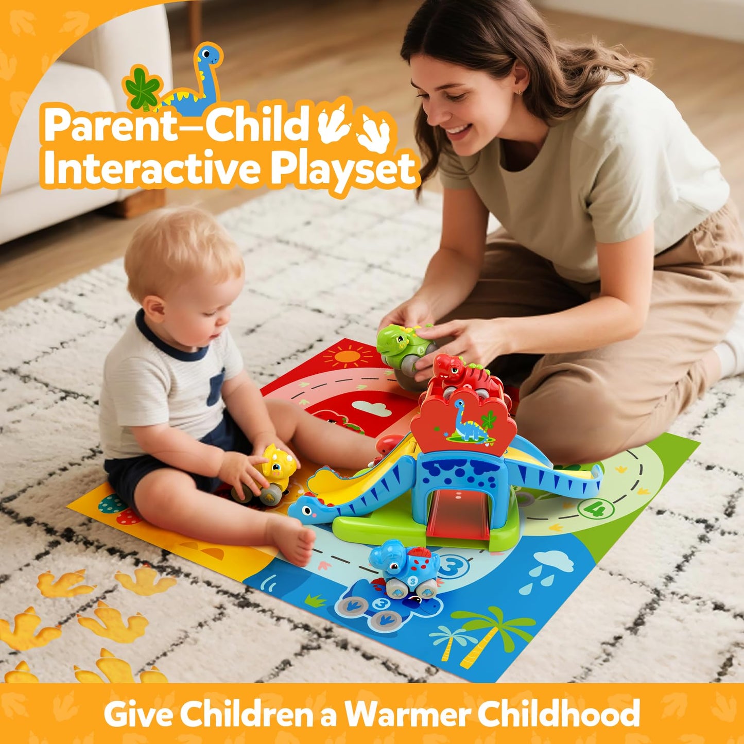 NEHEME Toddler Toy Set for Ages 1-2 | Educational Dinosaur Slide & Playmat