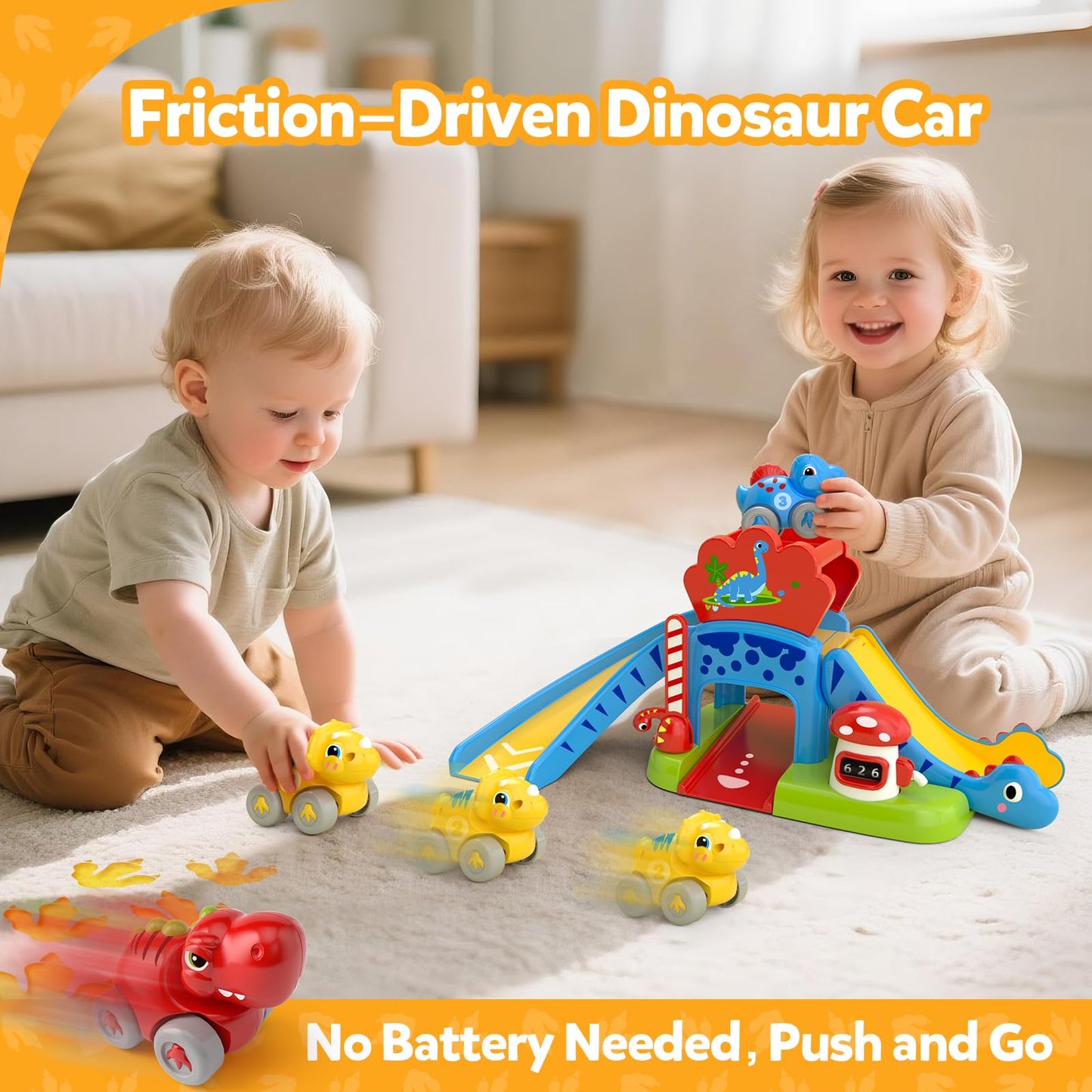NEHEME Toddler Toy Set for Ages 1-2 | Educational Dinosaur Slide & Playmat