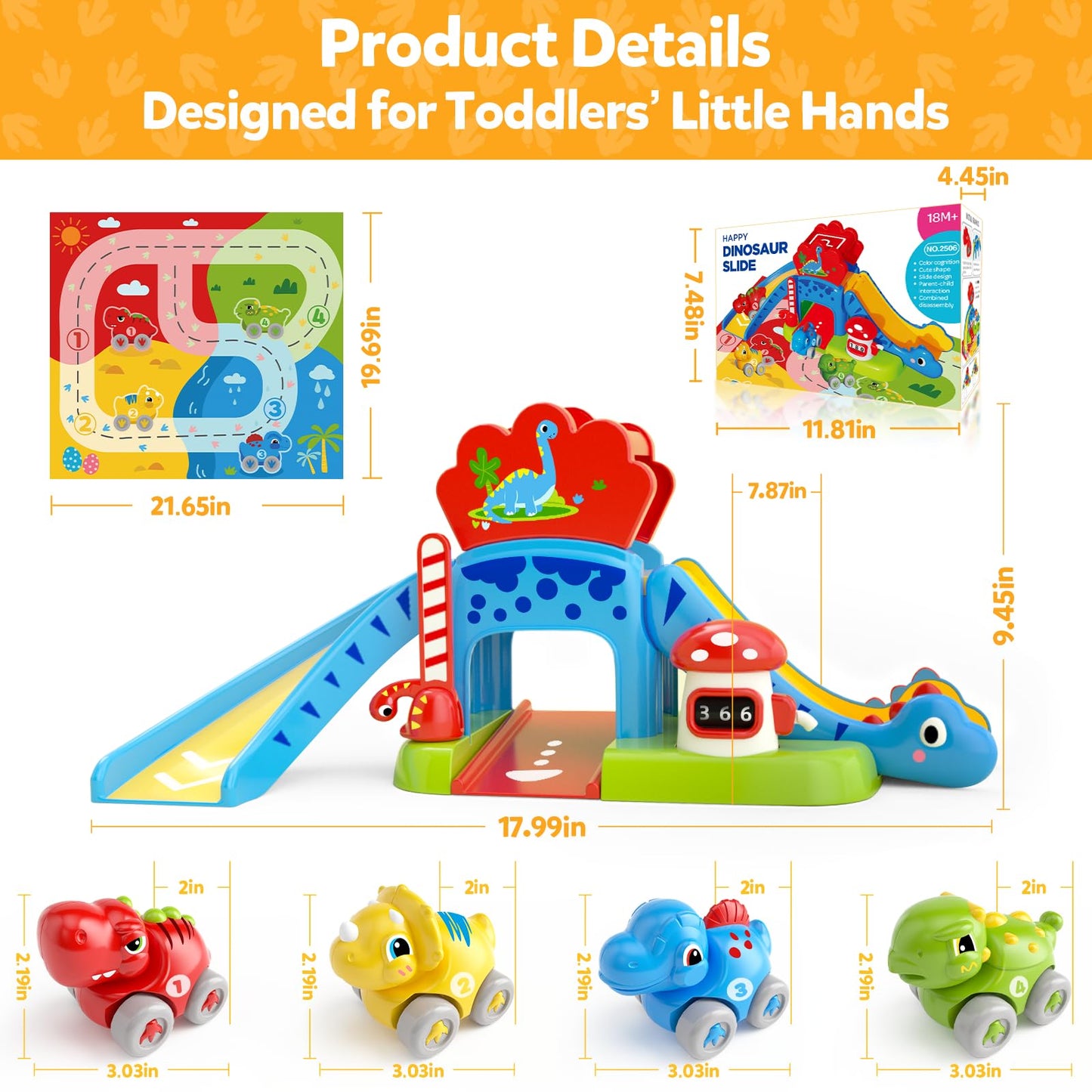 NEHEME Toddler Toy Set for Ages 1-2 | Educational Dinosaur Slide & Playmat
