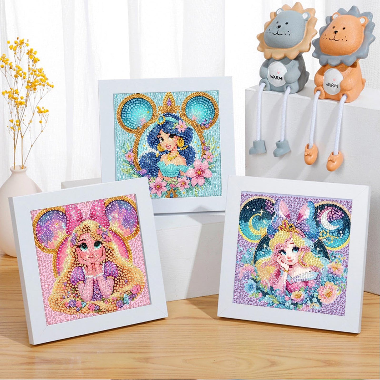 nekpiahu 6 Pack Diamond Art Kits for Kids | Cartoon Diamond Art for Ages 4-12 | 6x6 Inch Wall Decor