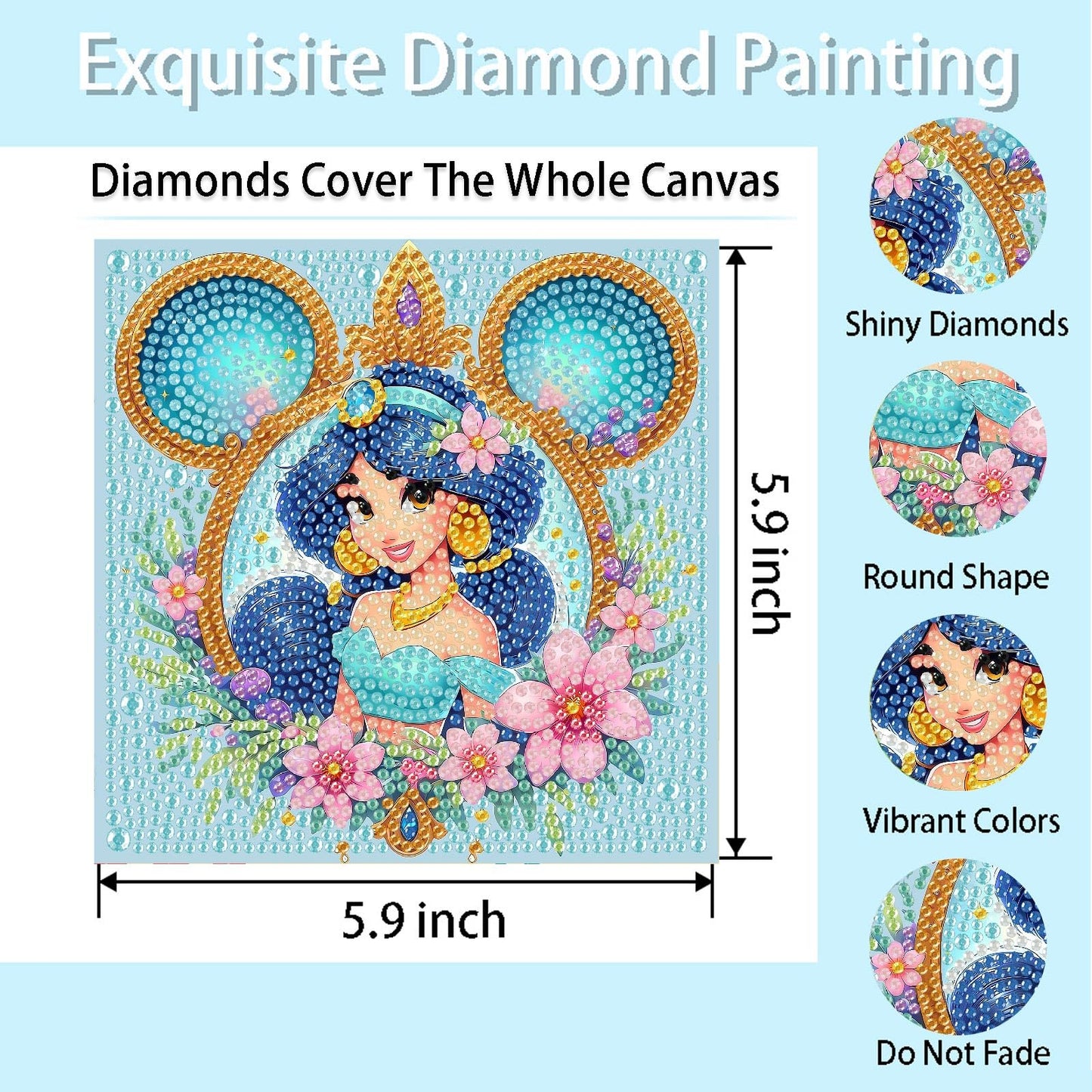 nekpiahu 6 Pack Diamond Art Kits for Kids | Cartoon Diamond Art for Ages 4-12 | 6x6 Inch Wall Decor