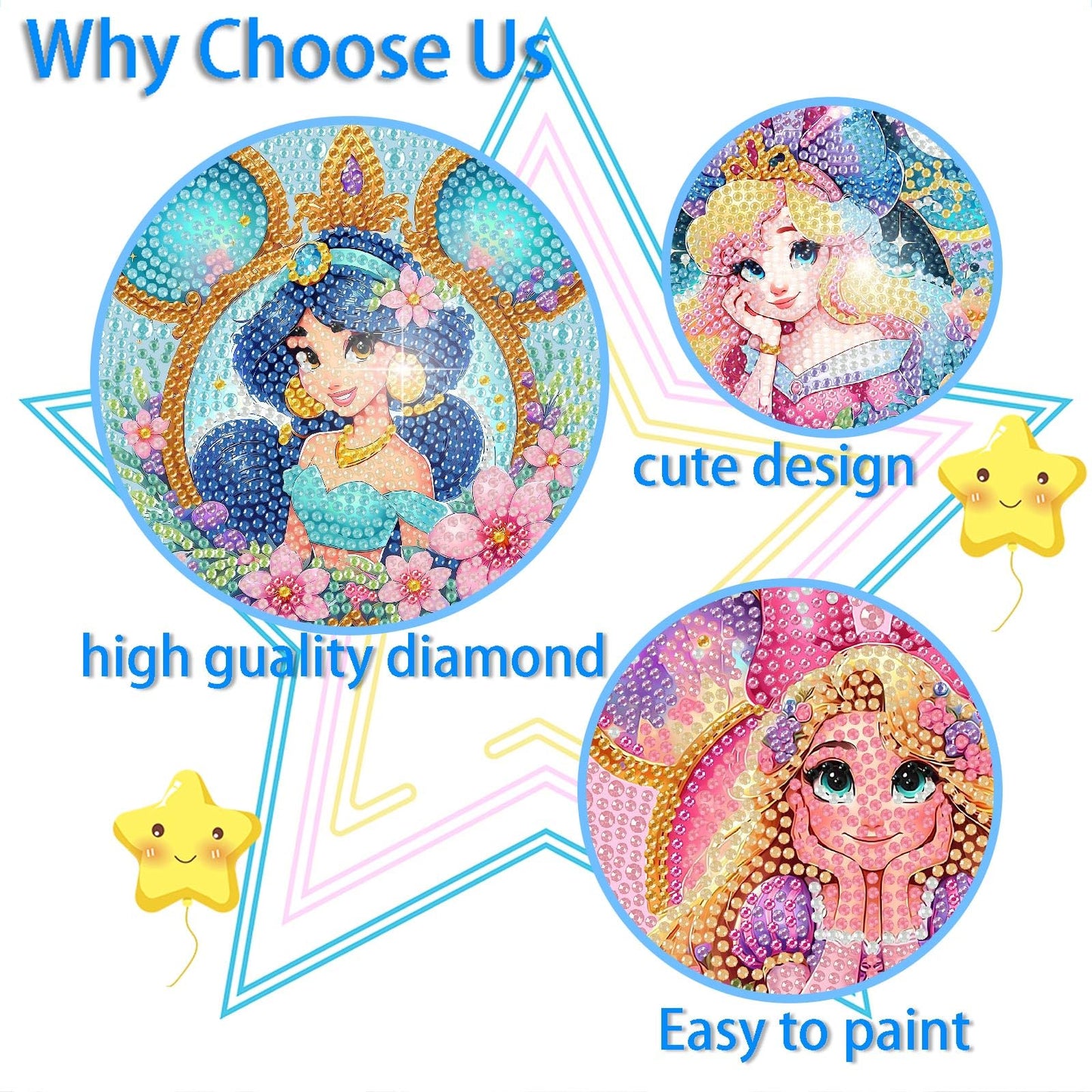 nekpiahu 6 Pack Diamond Art Kits for Kids | Cartoon Diamond Art for Ages 4-12 | 6x6 Inch Wall Decor