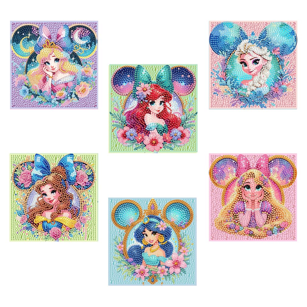 nekpiahu 6 Pack Diamond Art Kits for Kids | Cartoon Diamond Art for Ages 4-12 | 6x6 Inch Wall Decor