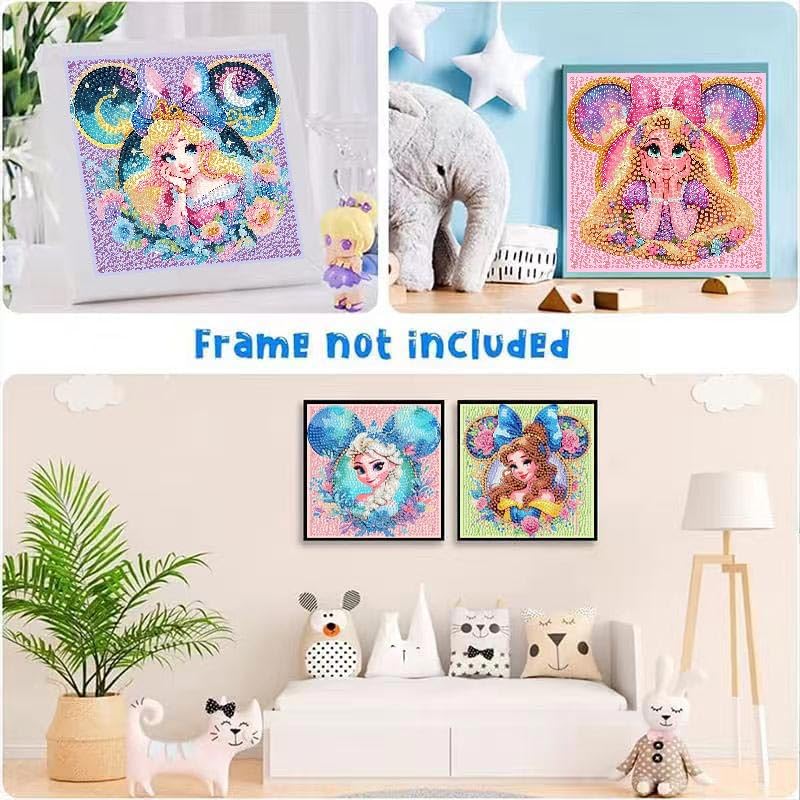 nekpiahu 6 Pack Diamond Art Kits for Kids | Cartoon Diamond Art for Ages 4-12 | 6x6 Inch Wall Decor