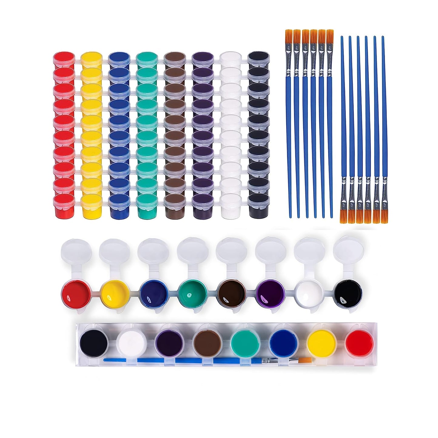Neliblu Washable Paints for Kids – 24 Strips of 8-Color Watercolors + Brushes | Classroom & Home Set