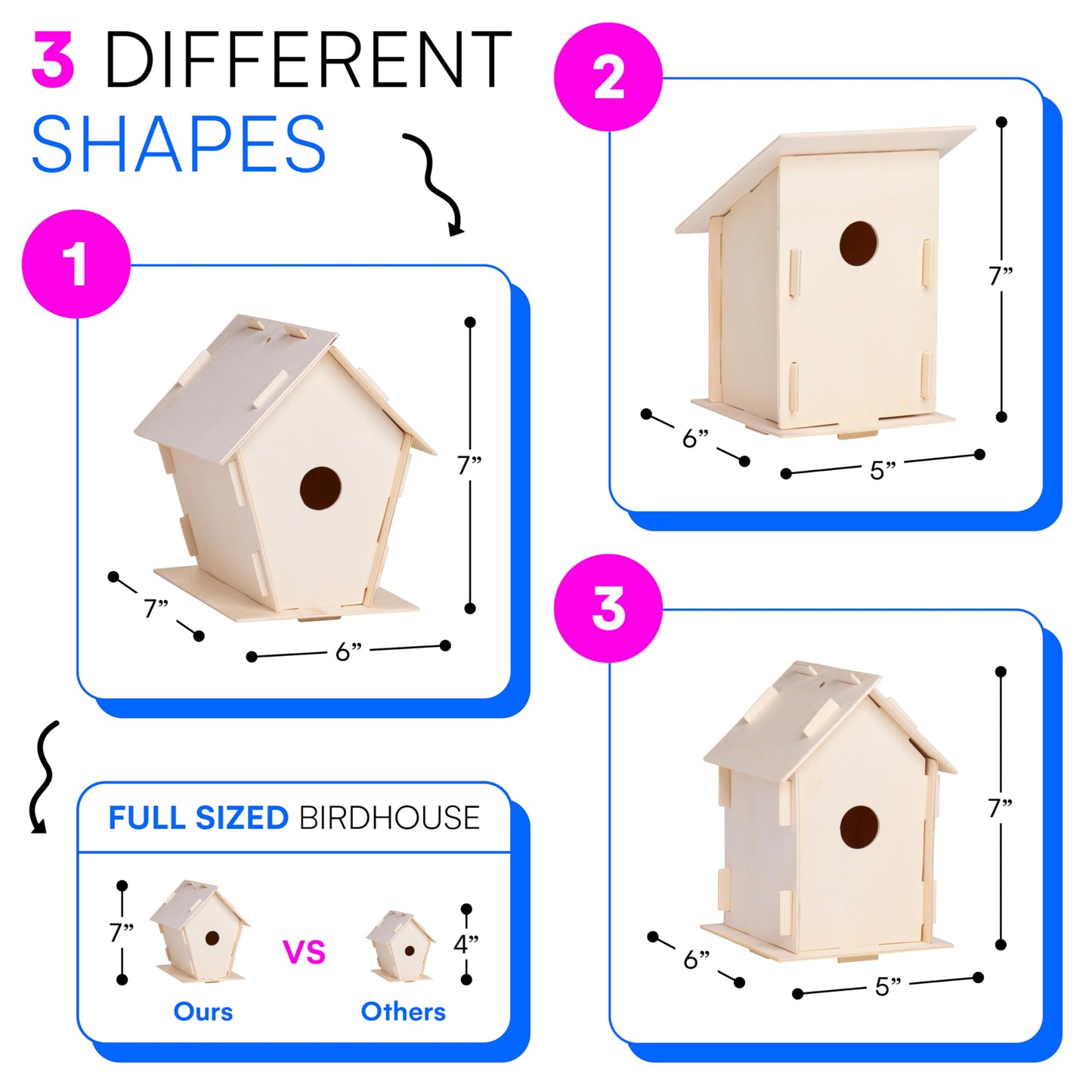 Neliblu 2 Pack Birdhouse Kits for Kids – DIY Pre-Cut Birdhouses with Paints & Brushes