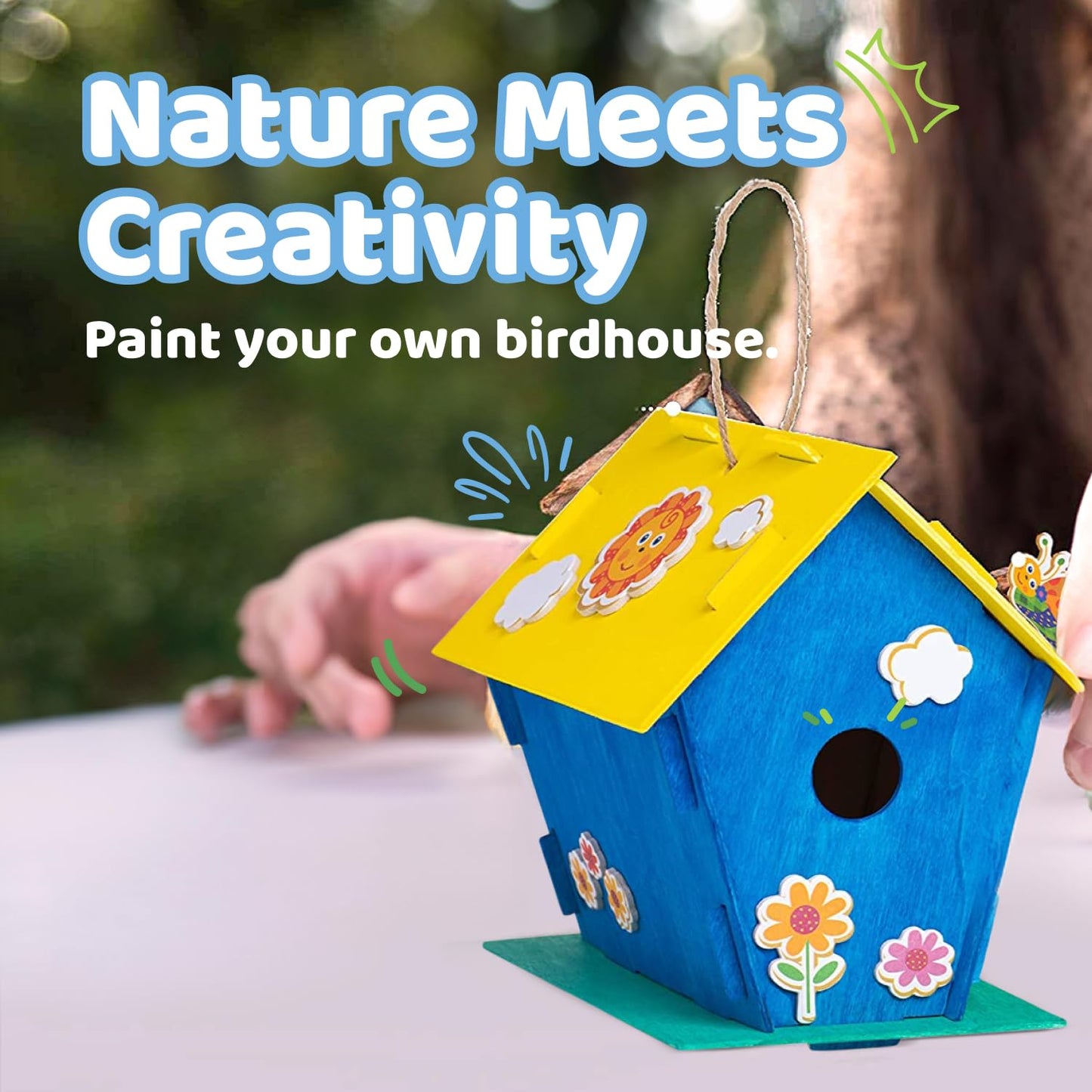 Neliblu DIY 12 Wooden Bird House Kits – Creative Arts & Crafts for Kids & Adults | Unfinished Birdhouses, Paint Strips, Brushes & Stickers