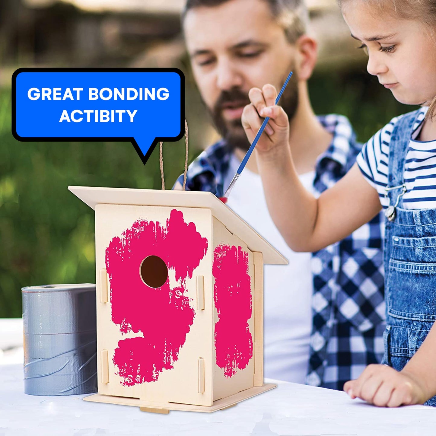 Neliblu 2 Pack Birdhouse Kits for Kids – DIY Pre-Cut Birdhouses with Paints & Brushes