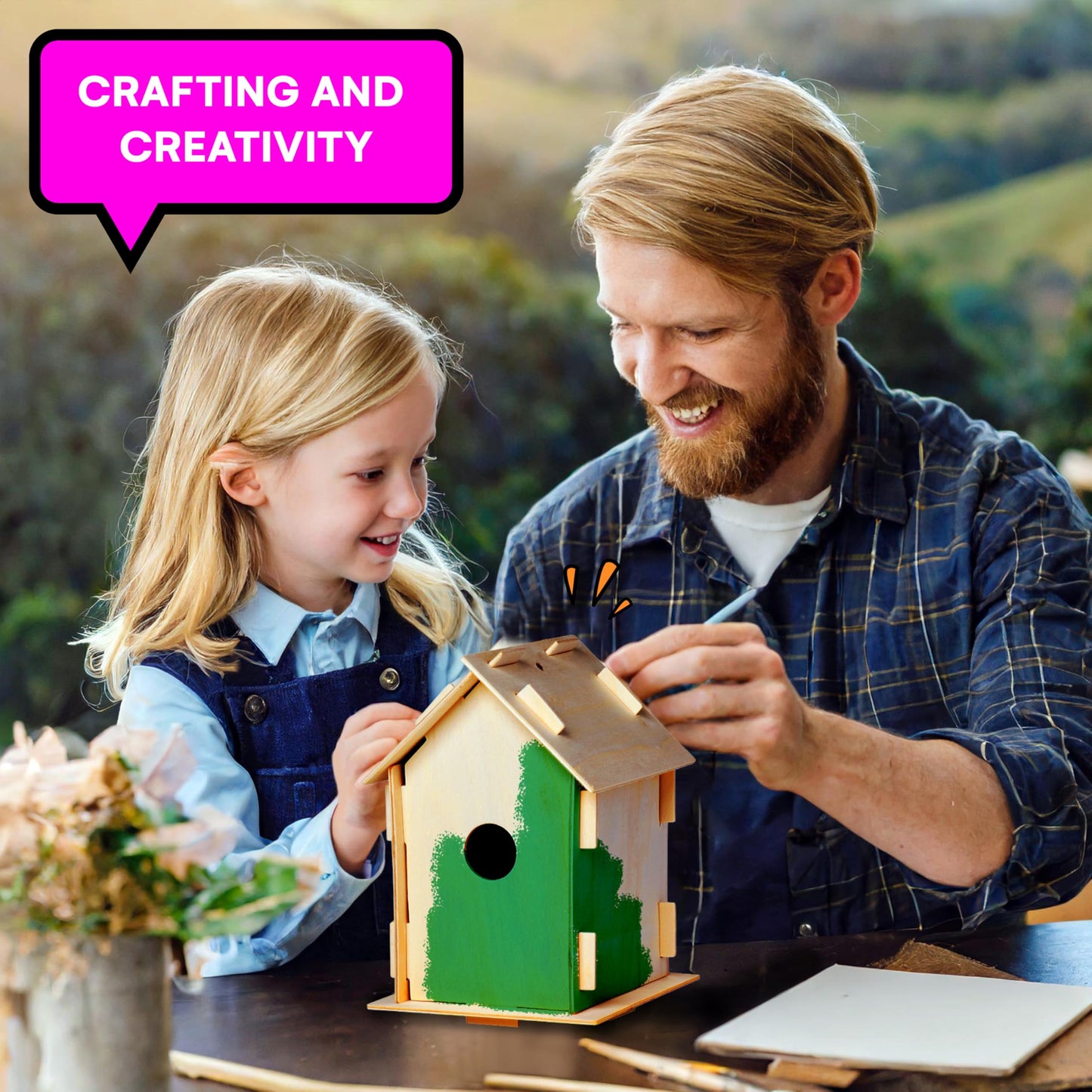 Neliblu 2 Pack Birdhouse Kits for Kids – DIY Pre-Cut Birdhouses with Paints & Brushes