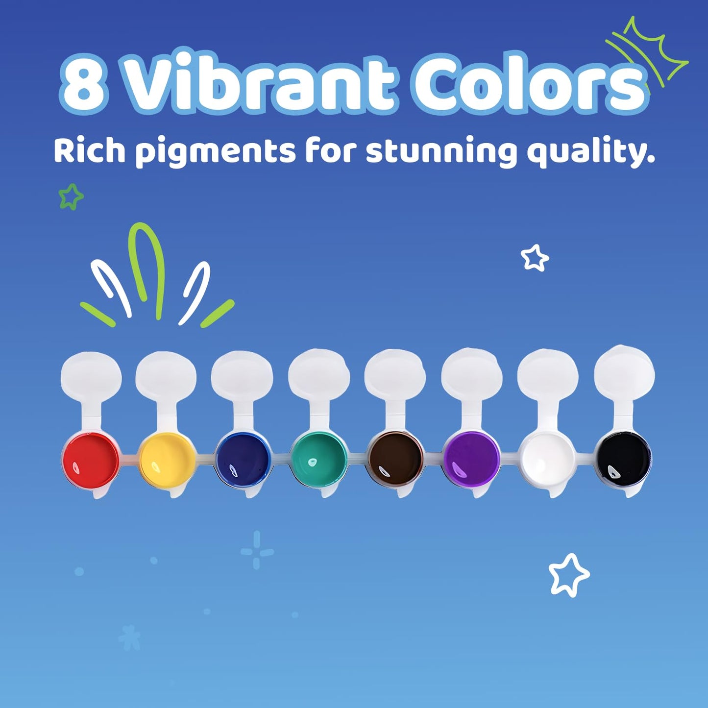 Neliblu Washable Paints for Kids – 24 Strips of 8-Color Watercolors + Brushes | Classroom & Home Set