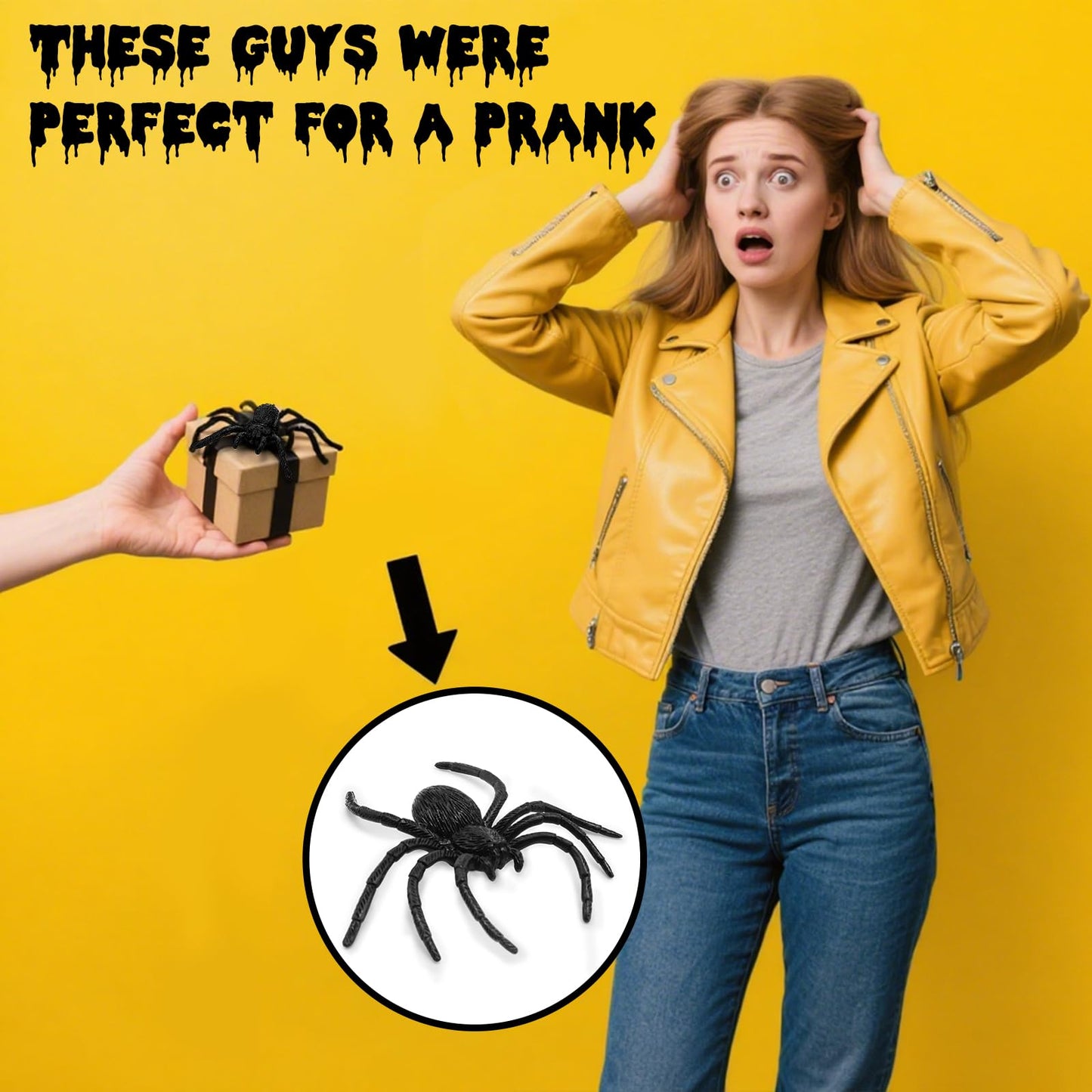 Nelisylux Plastic Spiders Halloween Decorations — 8 Large Black Spiders for Spooky Party Decor