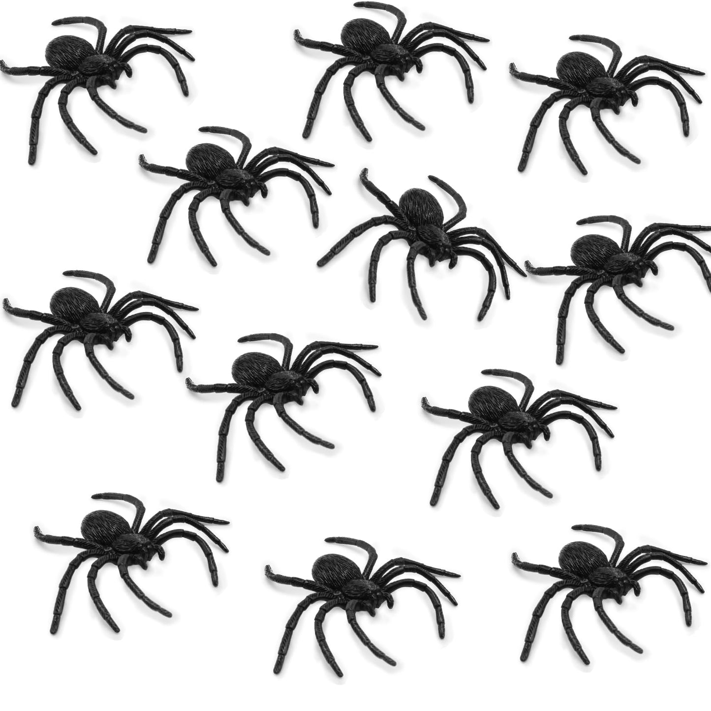 Nelisylux Plastic Spiders Halloween Decorations — 8 Large Black Spiders for Spooky Party Decor