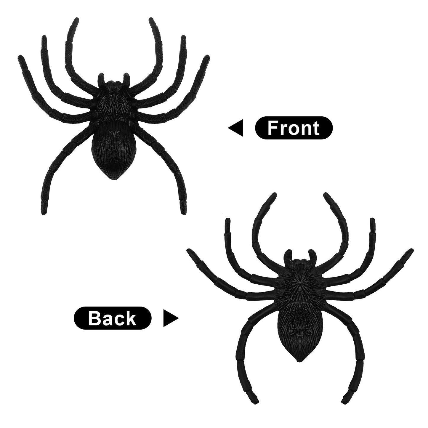 Nelisylux Plastic Spiders Halloween Decorations — 8 Large Black Spiders for Spooky Party Decor
