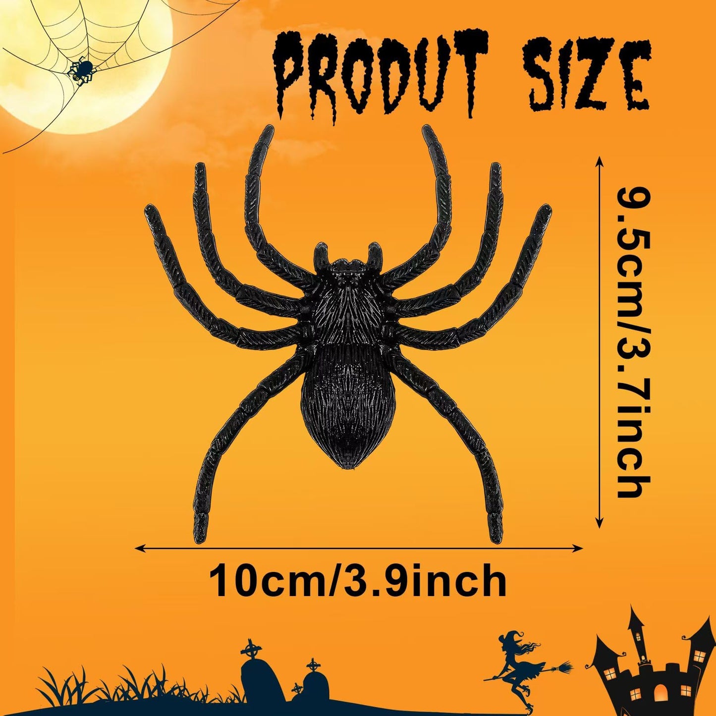 Nelisylux Plastic Spiders Halloween Decorations — 8 Large Black Spiders for Spooky Party Decor