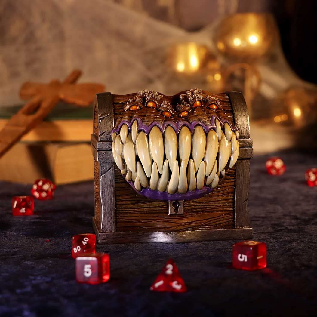 Nemesis Now Dungeons & Dragons Mimic Dice Storage Box – Officially Licensed Resin, Hand-Painted